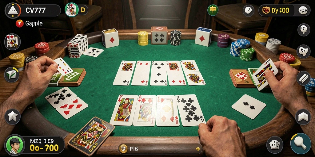 Tampilan gameplay CV777 yang seru dan interaktif dalam permainan Gaple.