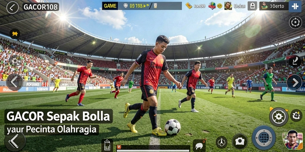 Tangkapan layar GACOR108 menampilkan aksi sepak bola yang seru.