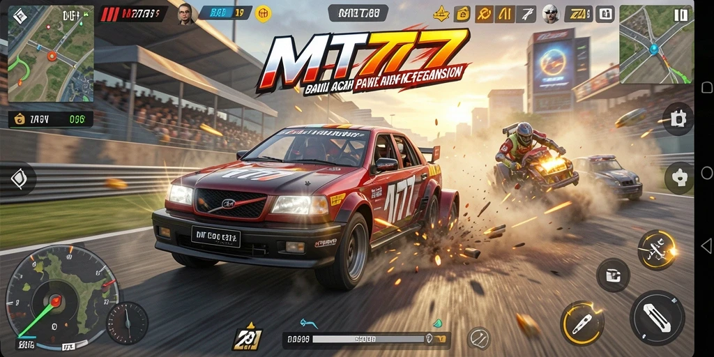 Tampilan gameplay MT777 yang menegangkan di trek balap.