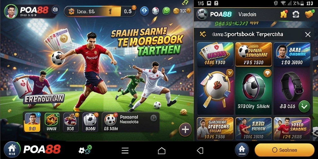 Screenshot POA88 menampilkan tampilan menarik aplikasi Sportsbook.