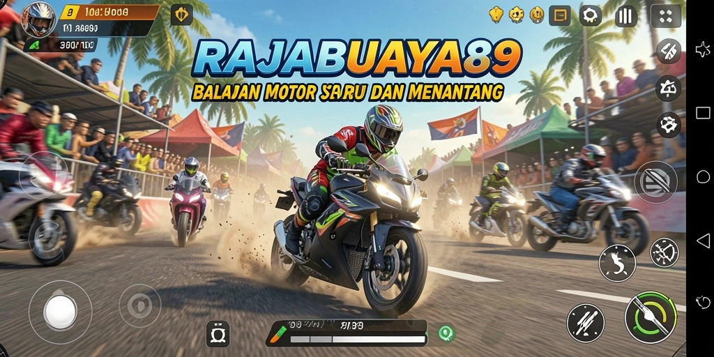 Tangkapan layar menampilkan balapan motor yang seru dan cepat.