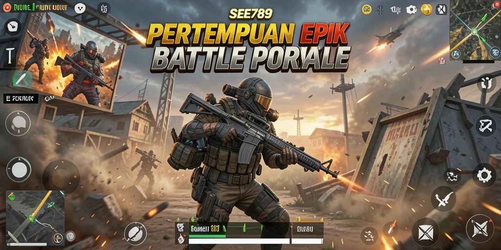 Gameplay intens di dalam arena Battle Royale yang mendebarkan.