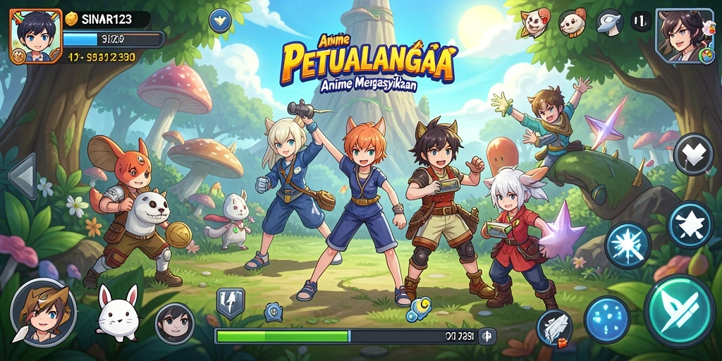 Tampilan gameplay SINAR123 dengan karakter Anime yang menarik dan pemandangan fantastis.