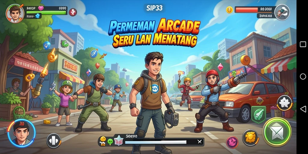 Tampilkan gameplay seru SIP33 dengan tantangan Arcade yang menarik.