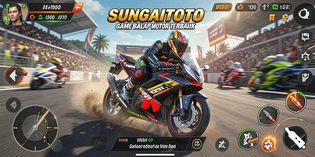 Tampilan gameplay balap motor yang seru di SUNGAITOTO.