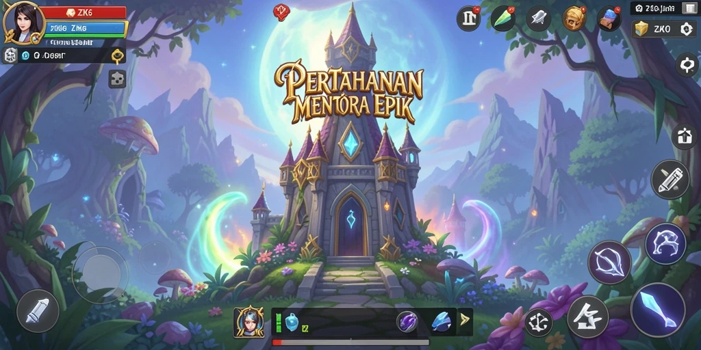 Tampilan gameplay ZK6 yang menarik dan mendebarkan dalam genre Tower Defense.